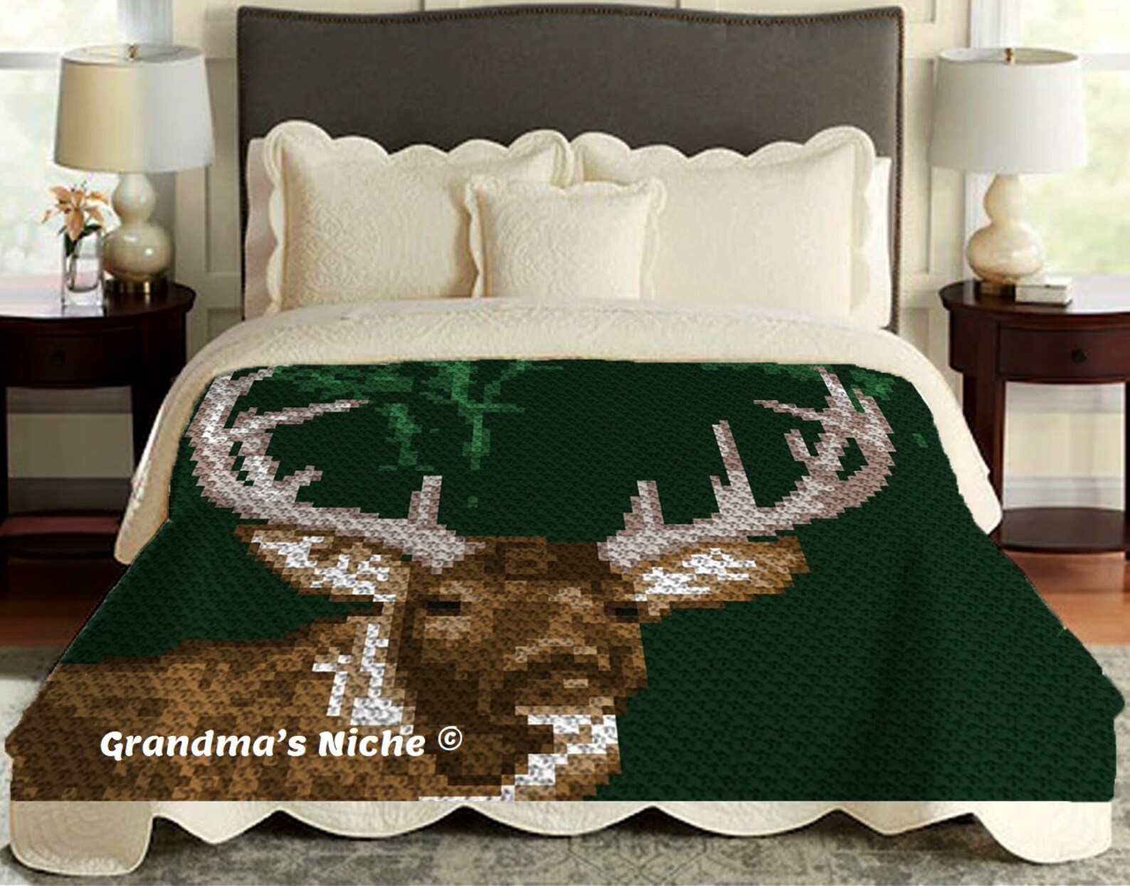 Buck Deer Crochet Blanket C2C Pattern written Etsy