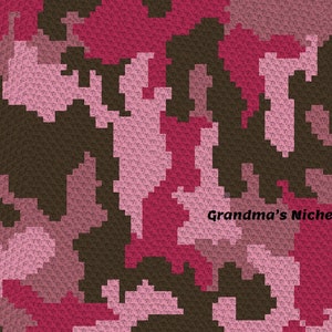 Pink & Brown Camouflage - Crochet Blanket C2C Pattern, “Written instructions”, Tunisian, Graphghan, Cross Stitch, Knitting, latch hook, etc.