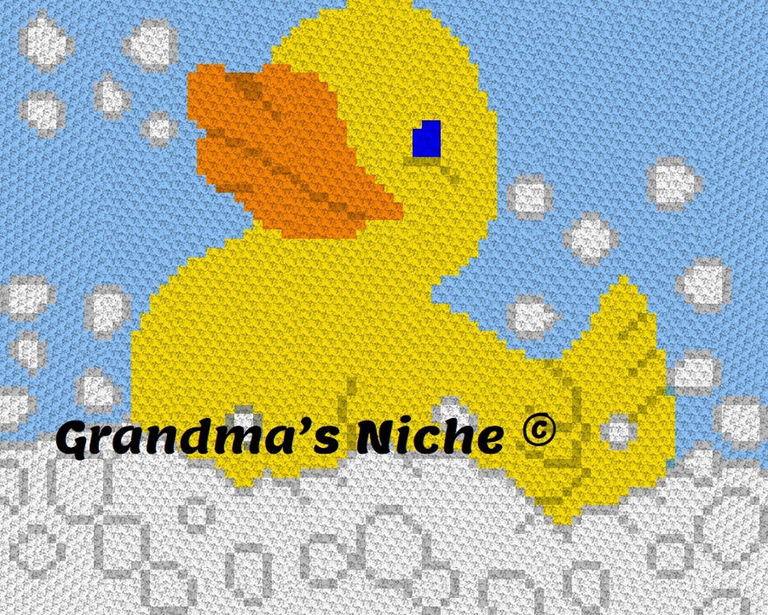Rubber Ducky Full Size Crochet Blanket C2C Pattern, Written