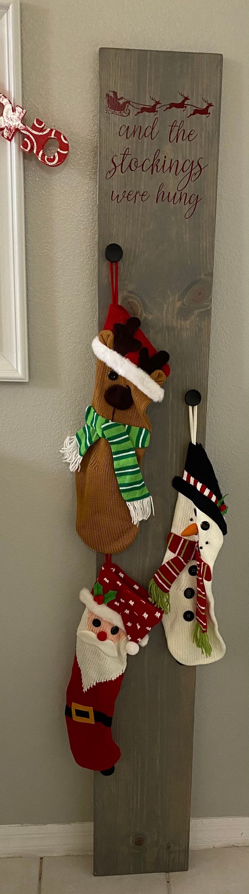4 knob Stocking hanger Stocking holder classic wood Etsy