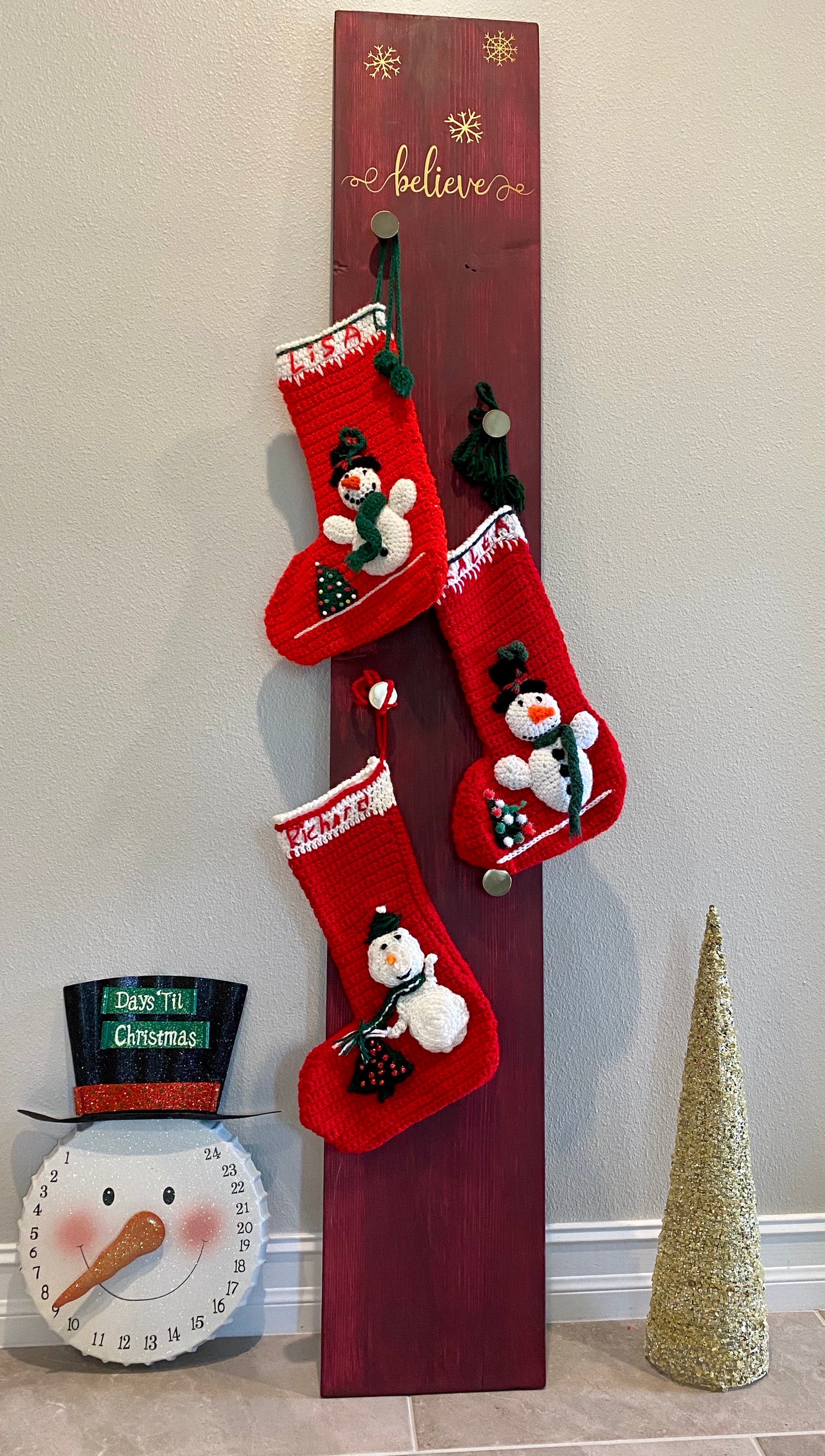 4 knob Stocking hanger Stocking holder classic wood Etsy