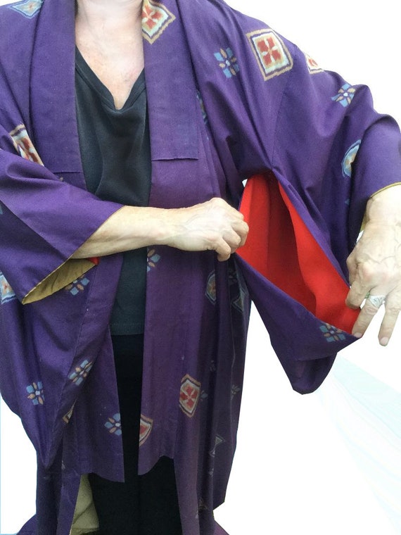 Exquisite Vintage Kimono - Purple Meisen Silk - image 3