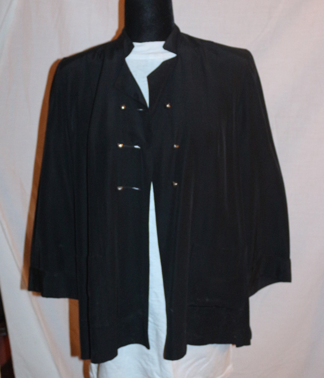 Chaqueta vintage de rayón negro Una belleza - Etsy España