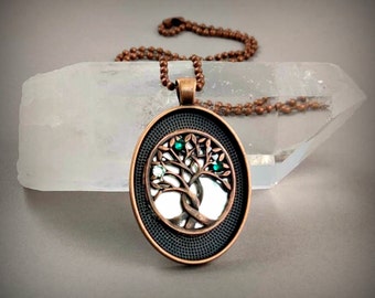 Mirrored Tree of Life Energy Protection Necklace Copper
