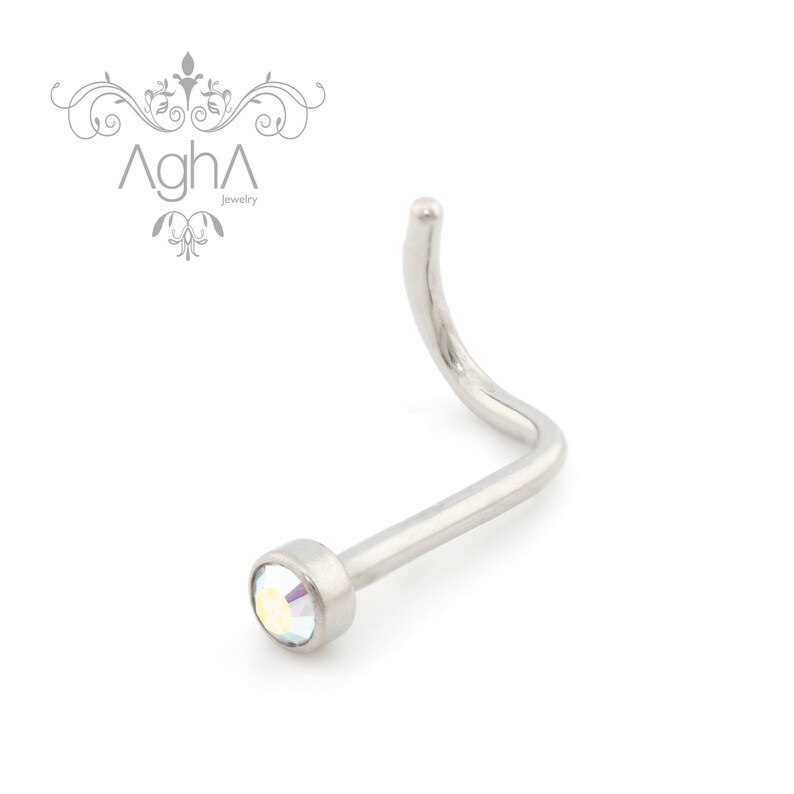 nose studs Nostril curves Nose Screws Nose Hoops- Titanium Nose Piercing Jewelry 20g Implant Grade Titanium ASTM f-136 Nose Rings Studs