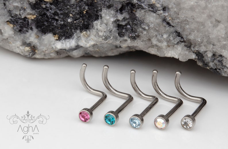 nose studs Nostril curves Nose Screws Nose Hoops- Titanium Nose Piercing Jewelry 20g Implant Grade Titanium ASTM f-136 Nose Rings Studs