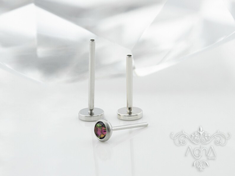 316L Surgical Steel 20g THREADLESS Labret with Cubic Zirconia Push Pins Labret Cute Earrings and nose rings