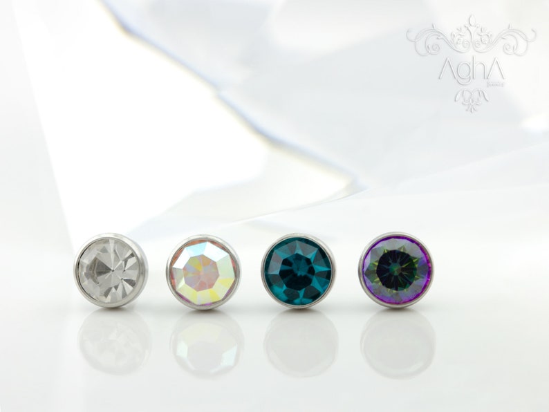 316L Surgical Steel 20g THREADLESS Labret with Cubic Zirconia Push Pins Labret Cute Earrings and nose rings