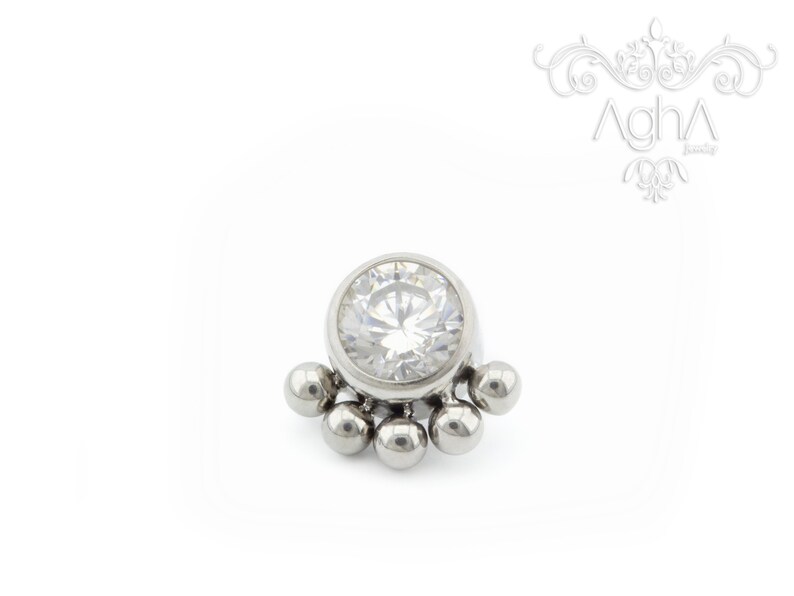 PAIR 18g Implant Grade Titanium F-136 ASTM Small Back Labret CLEAR Cubic Zirconia Internal ThreadTitanium Earrings for earlobe piercings