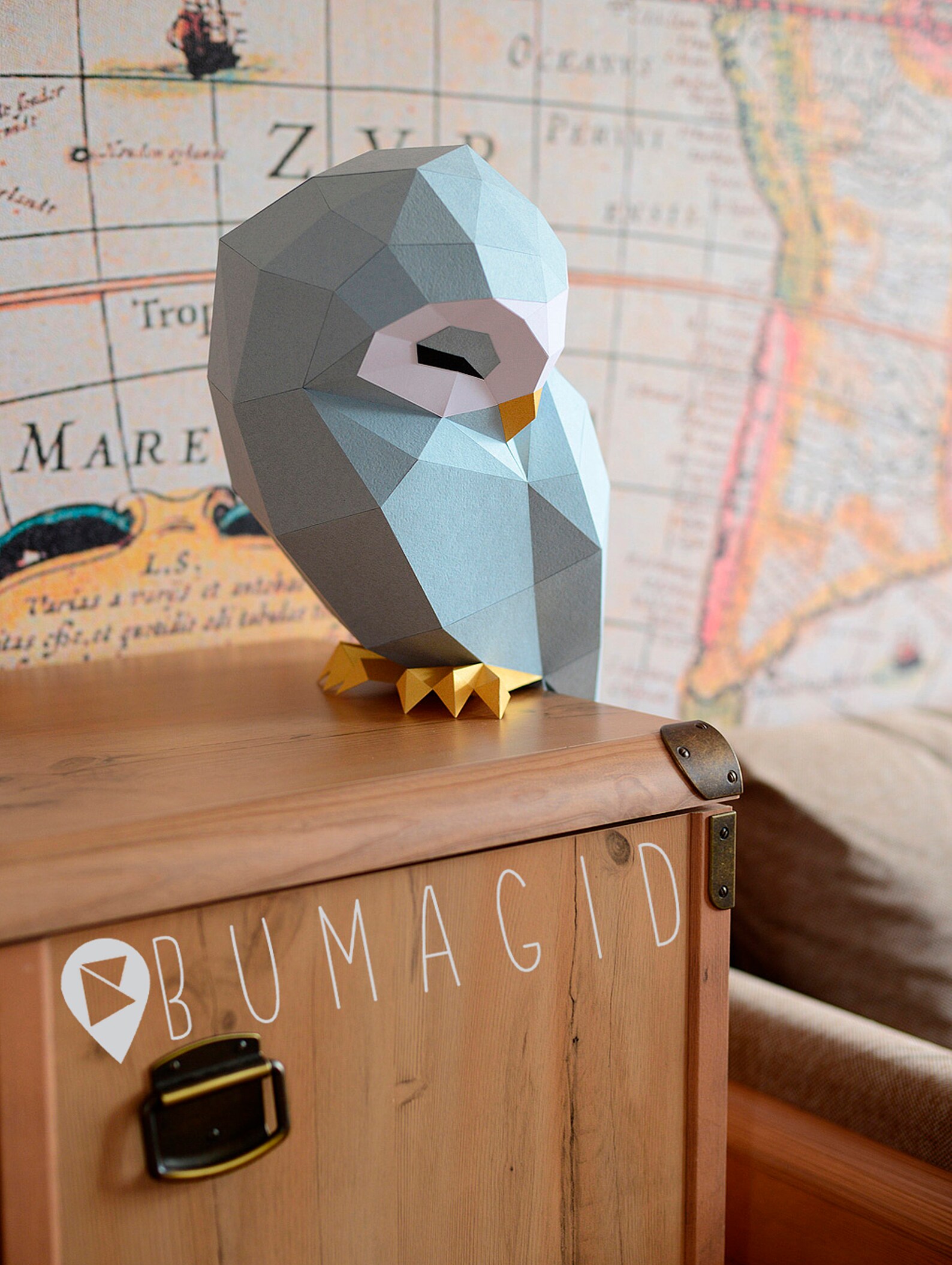 Owl Model Owl Low poly Owl Sculpture Owl paper Papercraft Kit Etsy