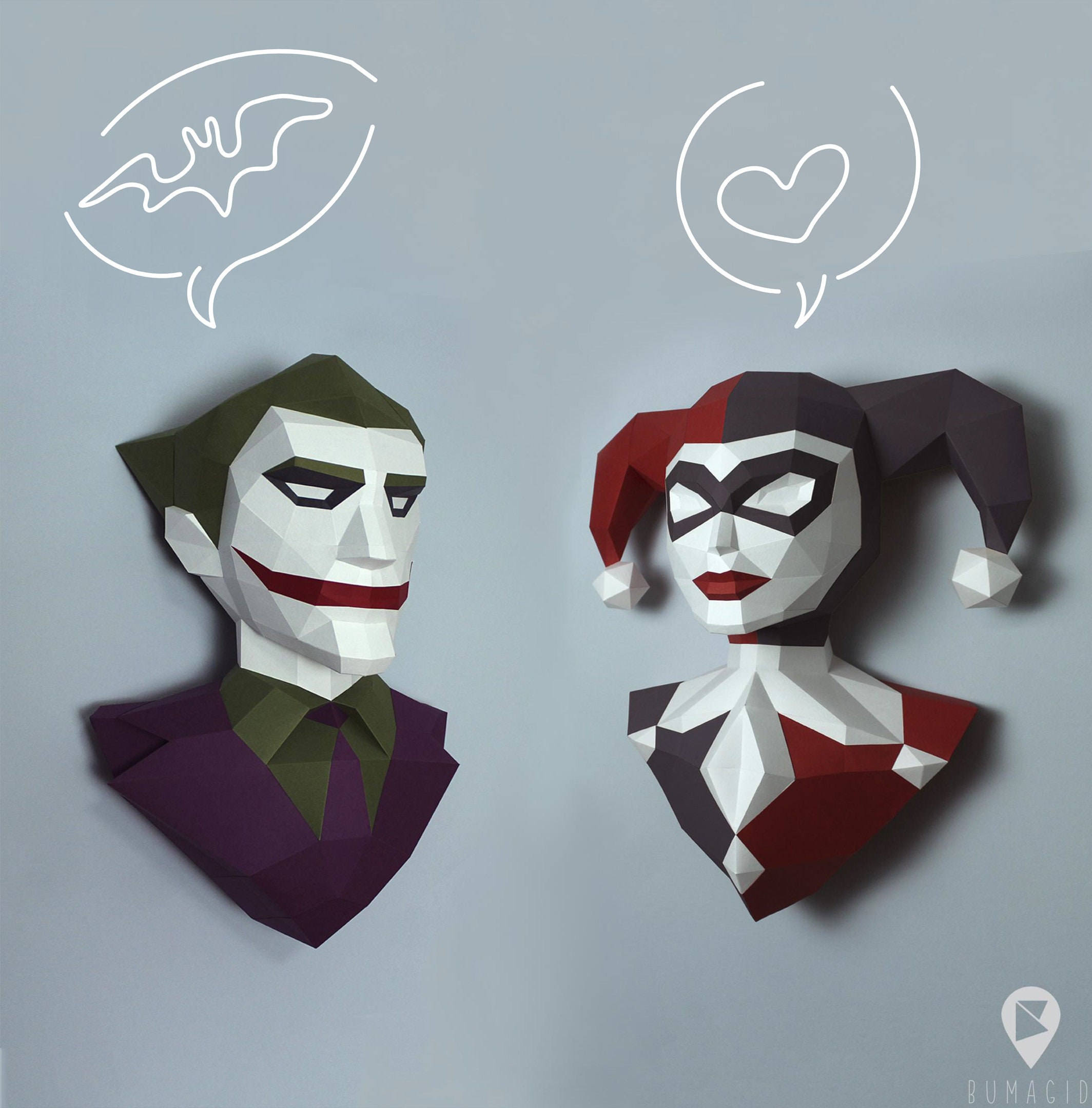 Джокер Joker papercraft model Low Poly Paper Sculpture Etsy