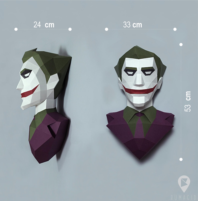 Джокер Joker papercraft model Low Poly Paper Sculpture Etsy
