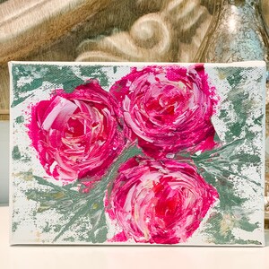 Vintage Rose Painting, Rose Art, Palette Knife Art, Spring Flowers Painting, Summer Flowers Painting, Abstract Roses, Acrylic Rose Painting