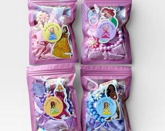 Princess Party Favour Bag, Kids Birthday Goodie Bag with Scrunchie, Bracelet, Ring
