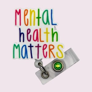 Geestelijke gezondheid: oprolbare badgehaspel, ID-houder, badgehouder, draaibare clip, riemclip, MRI-kluis, sleutelkoord, psycholoog, psychiatrie