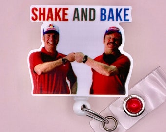 Shake and Bake Badge Reel, Funny Retractable Badge Reel, Badge Holder, Belt Clip, Swivel Clip, MRI Safe, Lanyard, Heavy Duty Badge