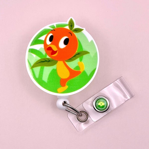 Orange Bird Badge Reel, Character Retractable Badge Reel, Badge Holder, Belt Clip, Swivel Clip, MRI Safe, Lanyard, Heavy Duty Badge Reel