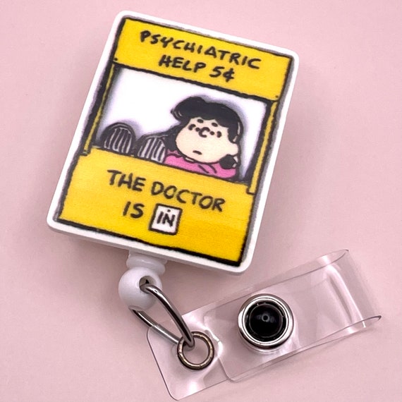 Lucy's Psychiatry Booth Badge Reel, Retractable Badge Reel, Funny Badge  Holder, Charlie Brown, Psychiatry, Psychology, Therapist, ID Holder 