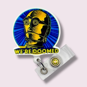 We&#39;re Doomed Badge Reel, Character Retractable Badge Reel, Badge Holder, Swivel Clip, Belt Clip, MRI Safe, Lanyard, Movie Inspired Badge