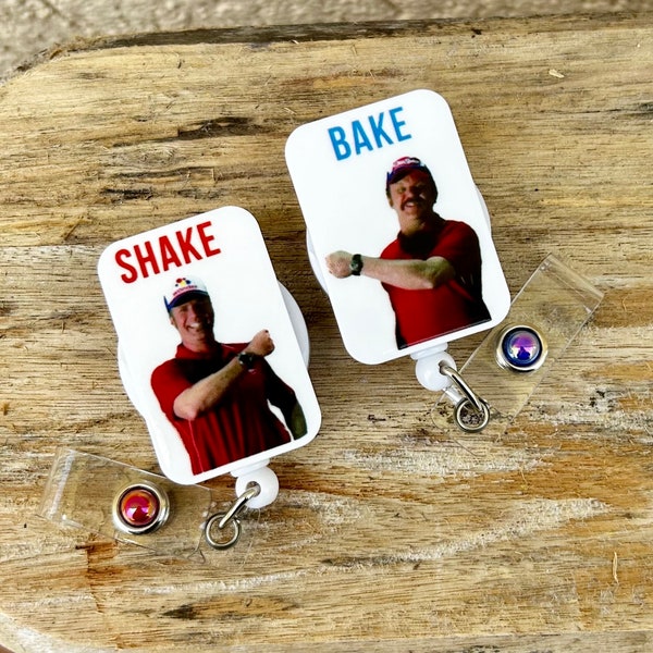 Shake and Bake Badge Reels, Retractable Badge Reels, Funny Badge Holder, Comedy, Best Friends, Movie Badge Set, MRI Safe, Lanyard, ID Holder