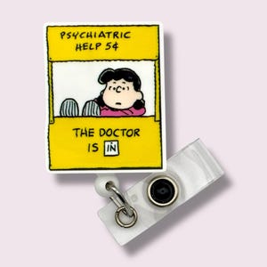 Lucy's Psychiatry Booth Badge Reel, Retractable Badge Reel, Badge Holder, Swivel Clip, Belt Clip, MRI Safe, Lanyard, Psychiatry, Psychology