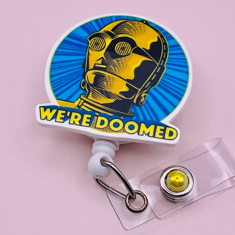 We're Doomed Badge Reel, Character Retractable Badge Reel, Badge Holder, Belt Clip, Swivel Clip, MRI Safe, Lanyard, Heavy Duty Badge Reel image 3