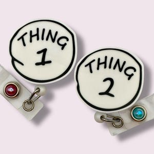 Thing 1 Badge Reel, Thing 2 Badge Reel, Character Retractable Badge Reels, Belt Clip, Swivel Clip, MRI Safe, Lanyard, Best Friends, Matching