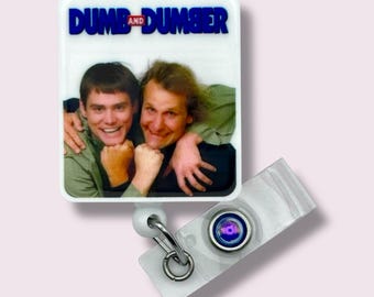 Dumb And Dumber Badge Reel, Funny Retractable Badge Reel, Badge Holder, Swivel Clip, Belt Clip, MRI Safe, Lanyard, Comedy Badge Reel