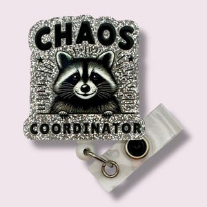 Bobine de badge Chaos Coordinator, Raton laveur, enrouleur de badge rétractable amusant, porte-badge, clip pivotant, clip de ceinture, coffre-fort pour IRM, cordon, paillettes