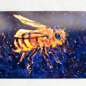 Print Honey of the Stars 4x6 Matte Art Print Creatures of the Galaxy Series Acrylic Bee Painting Wall Art and Home Decor image 1
