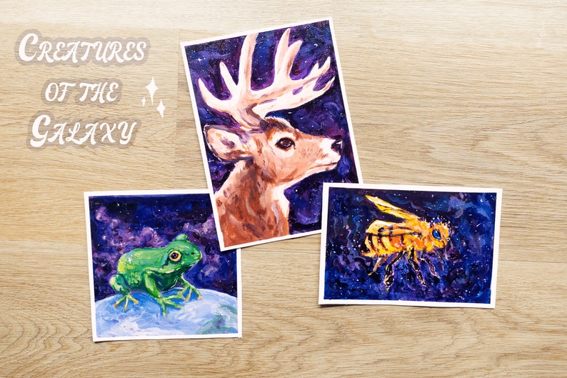 Print Honey of the Stars 4x6 Matte Art Print Creatures of the Galaxy Series Acrylic Bee Painting Wall Art and Home Decor image 5