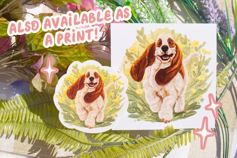 Happy Basset Hound Holographic Sticker 3.5 Vinyl Sparkly Holographic Sticker Waterproof Laptop Decal Great Gift for Dog Lovers image 4