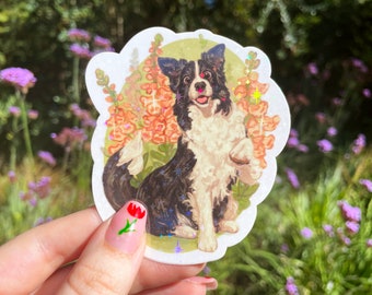 Cute Border Collie Holographic Sticker | 3.5" Vinyl Sparkly Holographic Sticker | Waterproof Laptop Decal | Great Gift for Dog Lovers