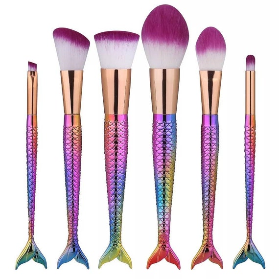 Mermaid Tail Colorful Frame Shape Makeup Brush Makeup Professional