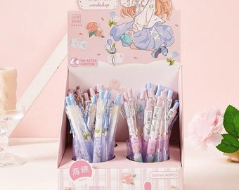 4 pz/set Creativo Spugna Grip Fiore Stampa Morbida Tenuta 0.5mm Penna A Sfera Penne Gel Tipo di Stampa Penna Roller Penna A Inchiostro Nero