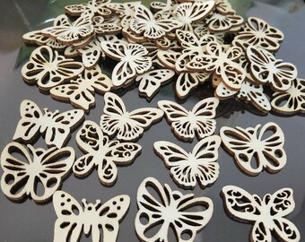 50pcs 33x26mm Mix Natrual Butterfly Shape Wood Slices DIY Crafts