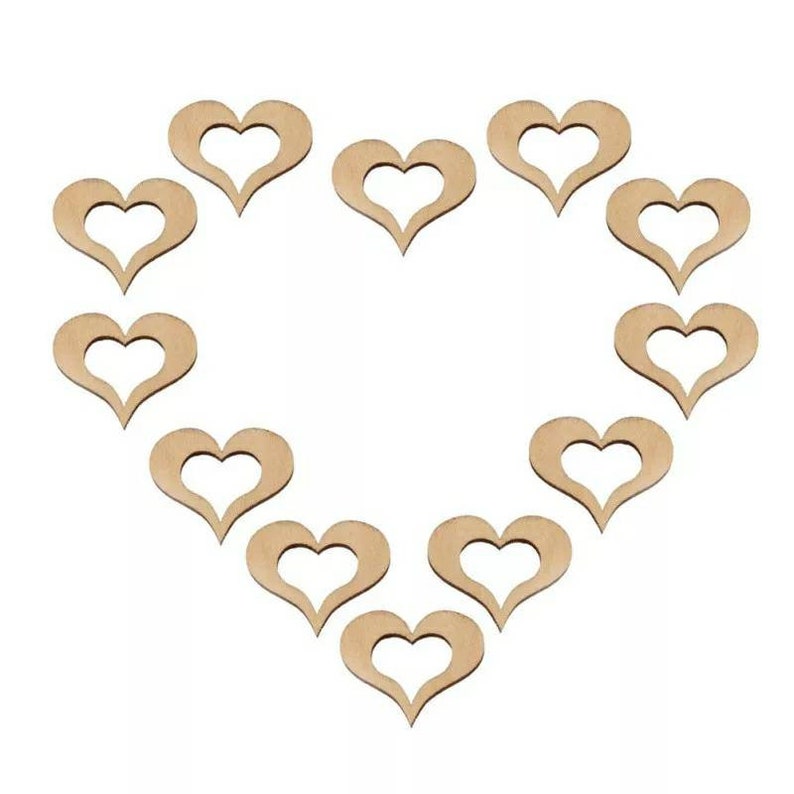 50pcs 40mm30mm20mm10mm Mixed Rustic Wooden DIY Hollow Wood Love Heart Wedding Table Scatter Decoration Accessories