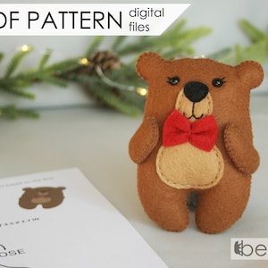 Felt bear easy pattern - PDF PATTERN - baby mobile woodland ornament - tutorial - animal forest template - diy crafts- sewing pattern