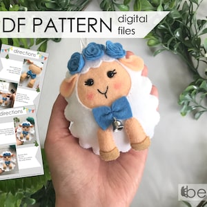 Easter ornament - sheep PDF PATTERN - tutorial step by step -real photos - decoration - diy crafts- sewing felt pattern-felt animal template