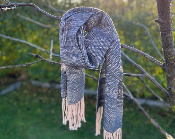 Merino scarf hand-dyed and hand-woven / handdyed & handwoven Scarf wrap / tube scarf / wool / Scarf wool / weaving cowl grey