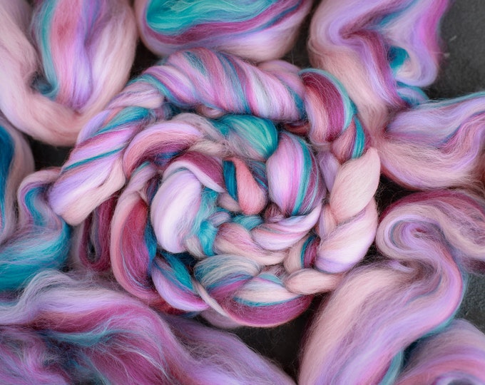 Silk merino wool roving / hand combed top / for spinning and felting