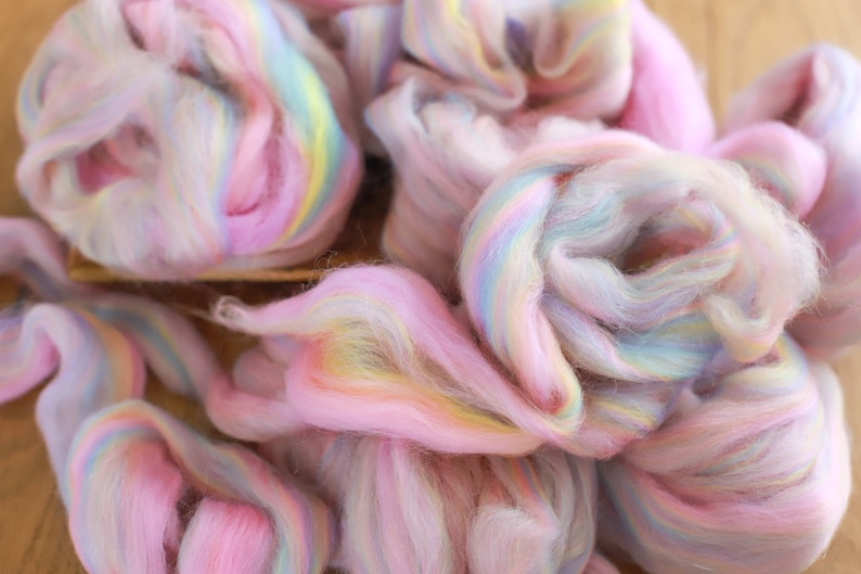 Sample combed top / Roving / Merino Wool Tops / Blends wool for spinning and felting / Handblended Wool / Hand-pulled wool rainbow 2 image 1