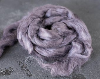 Viscose combed yarn fairy hair fibers for spinning and felting / doll hair / felting wool vegan grey