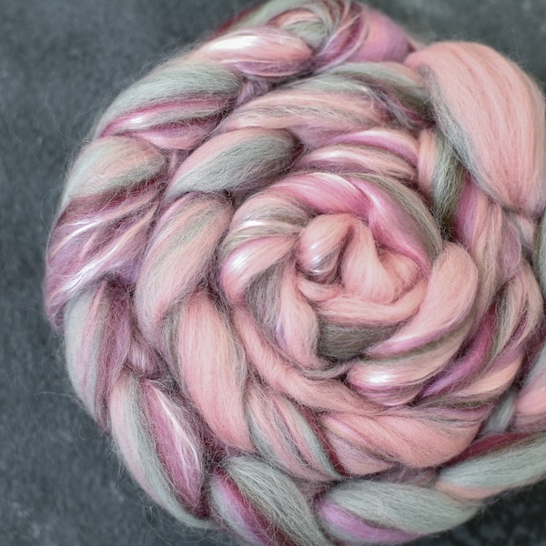 Silk Wool Roving / hand combed top / spinning fibers / felting fibers