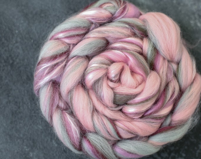 Silk Wool Roving / hand combed top / spinning fibers / felting fibers