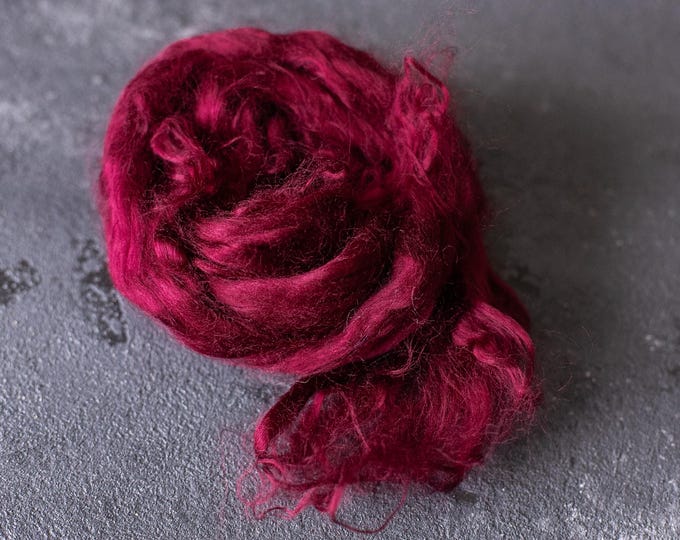 Viscose combed yarn fairy hair fibers for spinning and felting / doll hair / felting wool vegan wine red