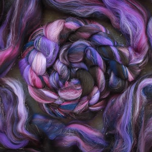 Space / Sparkle Merino Wool / stellina Top Blends for spinning and felting / Merino combed yarn for spinning and felting with glitter, Space