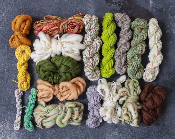 WEAVERS PACK, Natural Colors Art Yarn handspun, Handspun Effect Yarn Merino Weaving Yarn 288g