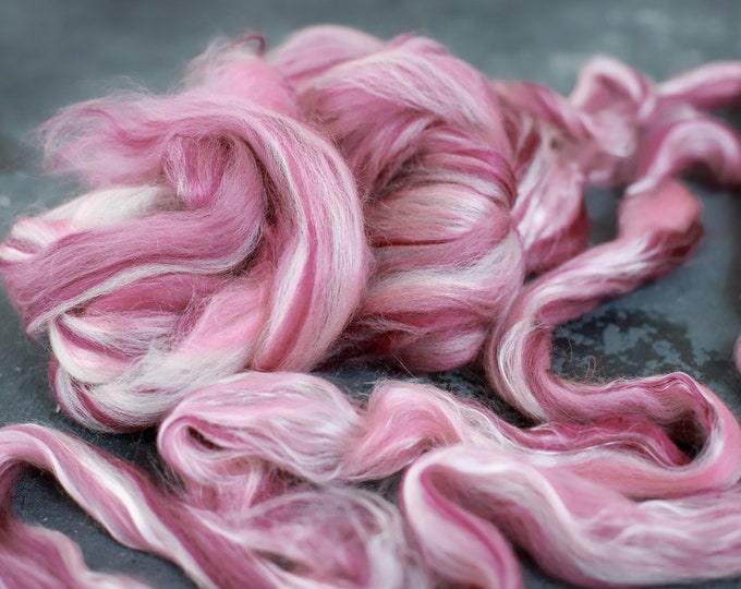 Sample Silk merino wool roving / hand combed top / for spinning and felting / ametist