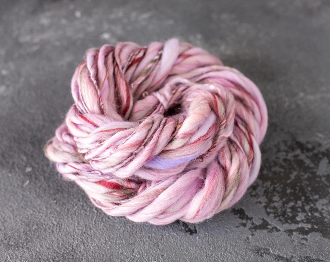 Art Yarn handspun , Handspun effect yarn Merino wool slub thick and thin with silk